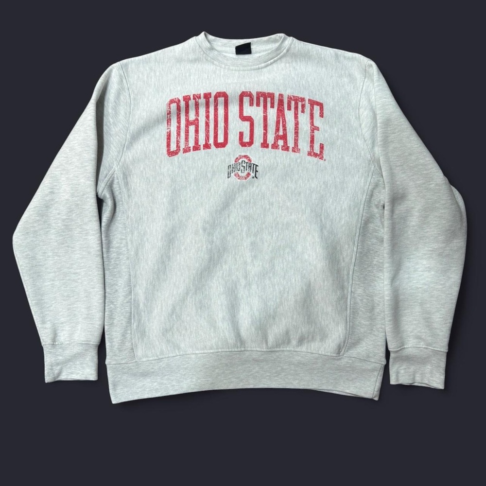 Ohio State Men's Crewneck Sweater - Gray and Red